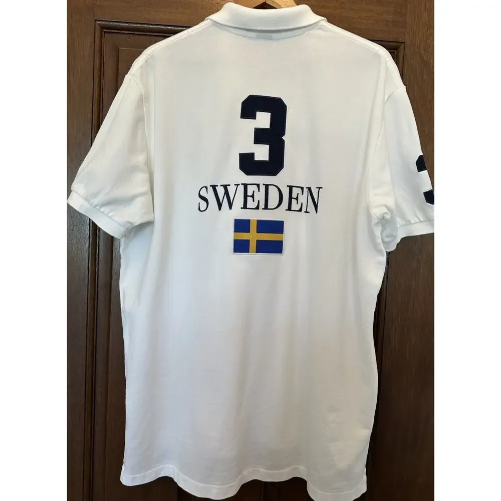 Vintage Polo Ralph Lauren Sweden Flag‎ Polo Shirt Size XL #3 Cotton